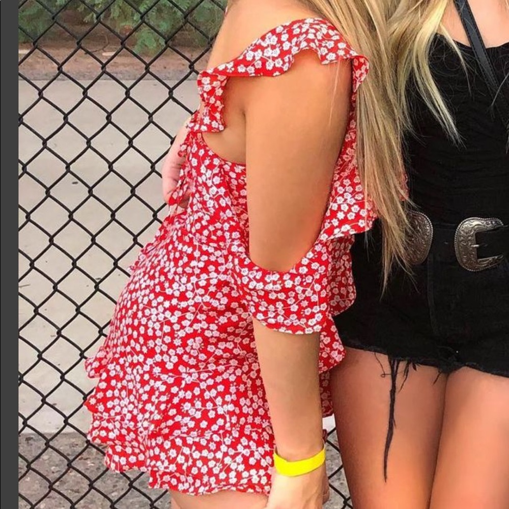 Red floral dress
